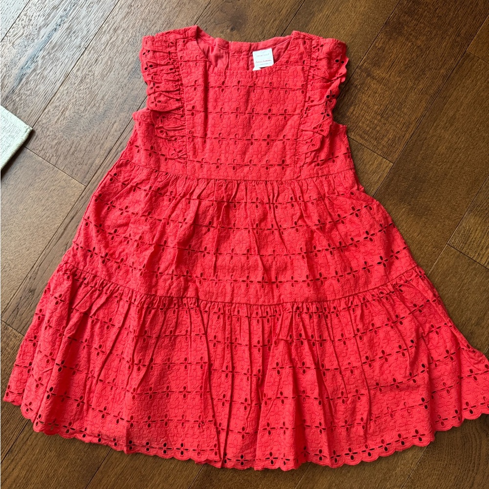 Hanna Andersson cotton Eyelet Kids Dress. Brand new! Size 6-7